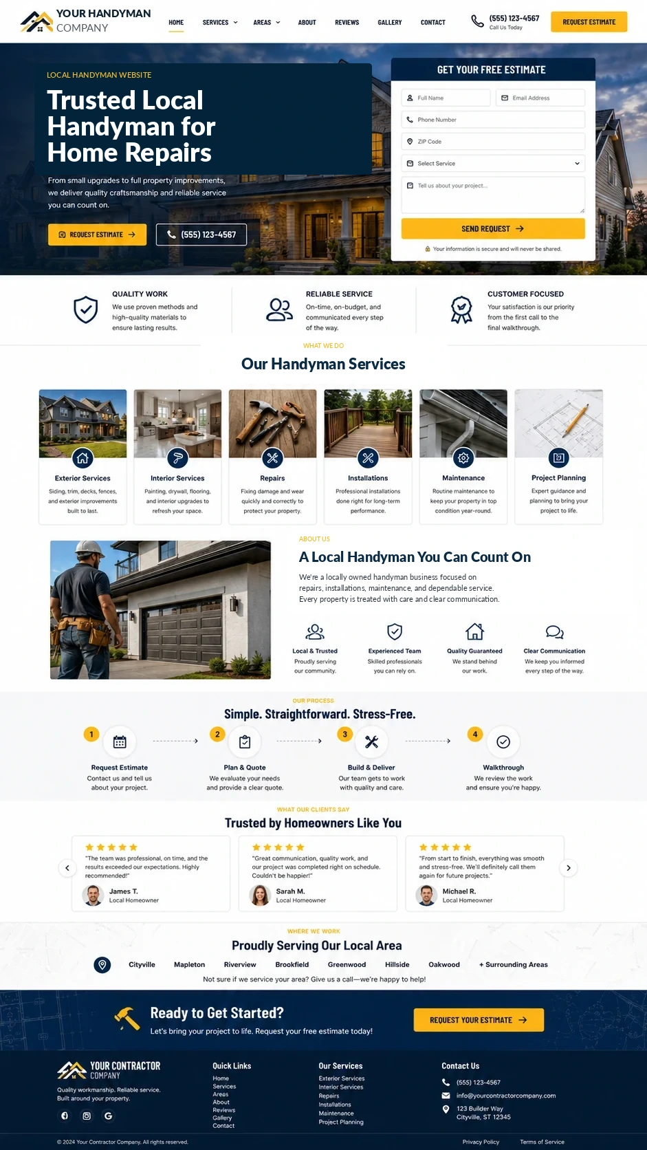 Handyman website and lead-system template example